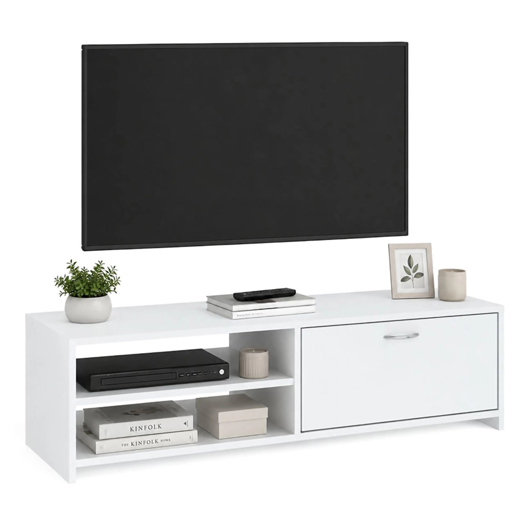Lilali, Mobile Porta tv un Cassetto, 120x39x31h cm Bianco