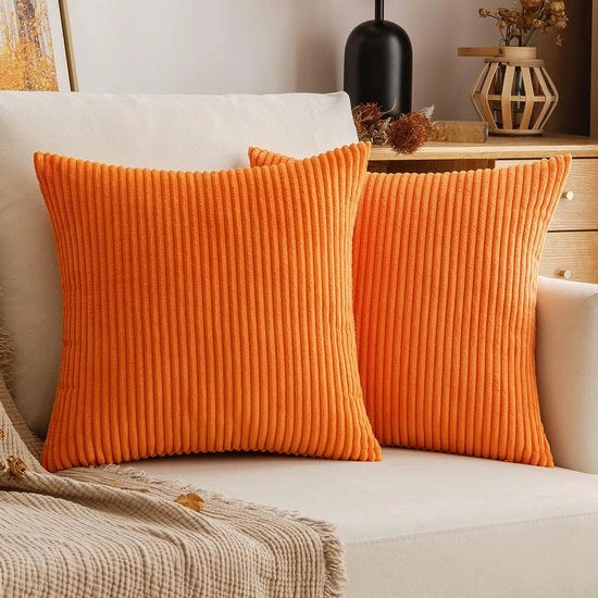 Set di cuscini decorativi a forma di sfera - flusso a righe - set da 2 - arancione - 40 x 40 cm