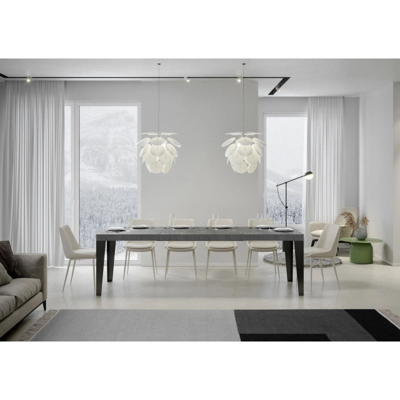 Tavolo allungabile 160/420x90 cm Flame Premium telaio Antracite - Cemento