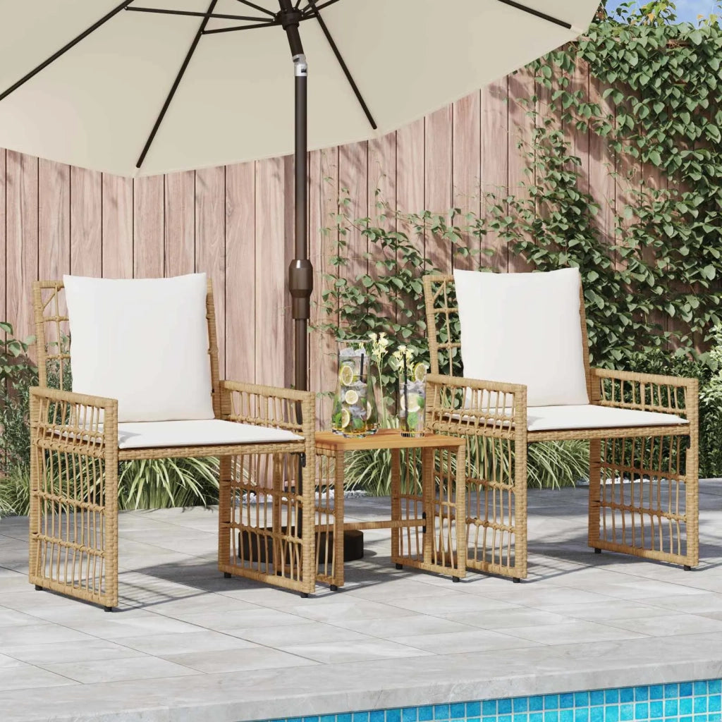 Set di Mobili da Esterno 3 pz | Set Salotto da Giardino Naturale e Bianco Crema