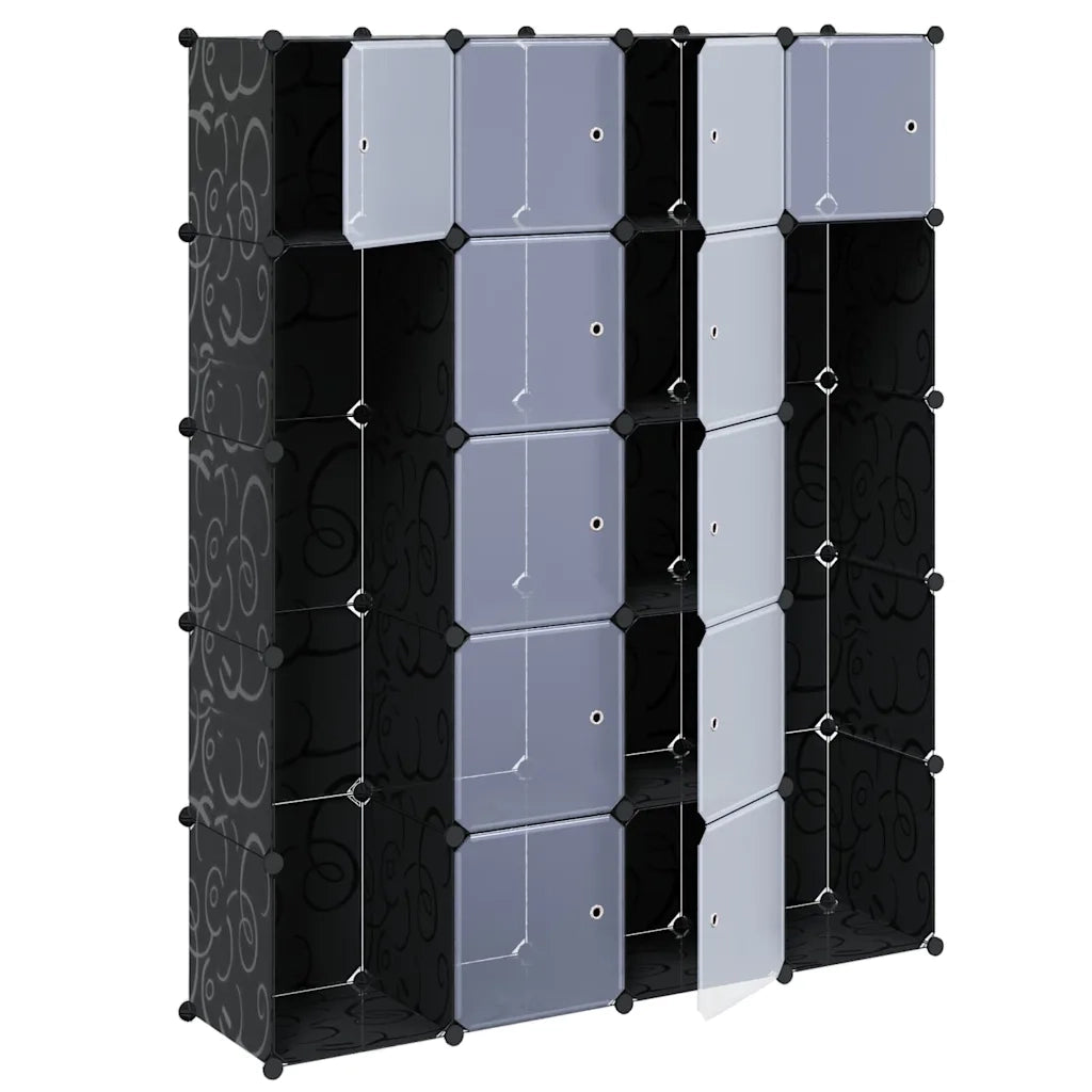 Armadietto Modulare 14 Scomparti Nero e Bianco 37x146x180,5 cm CFW1795394