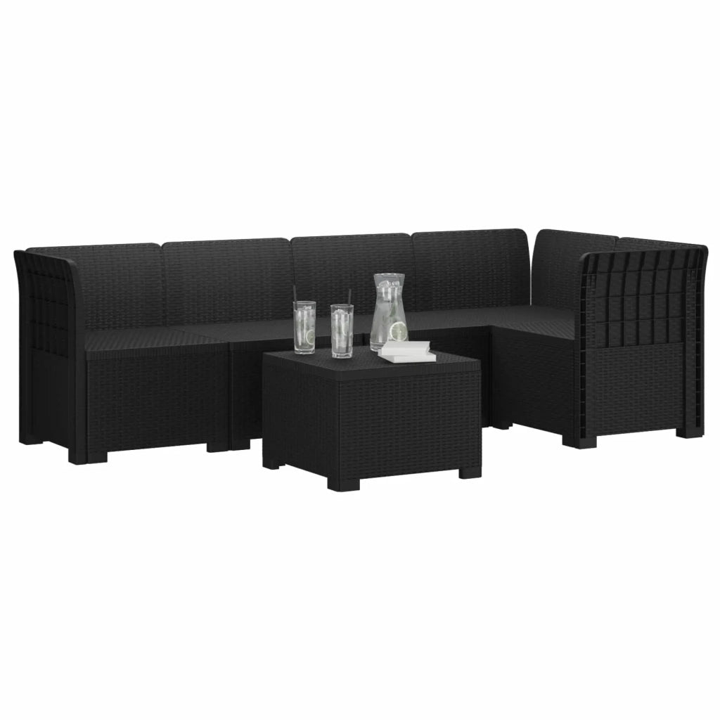 Divano da Giardino 5 Posti Stile Rattan PP Antracite 3444066