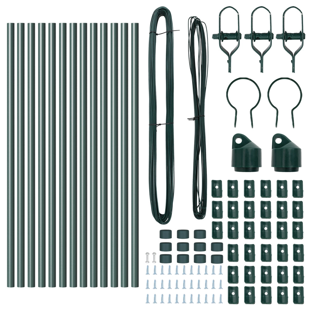 Poste per Recinzione 13 pz Verde Ã˜32 mm 120 cm Acciaio Zincato