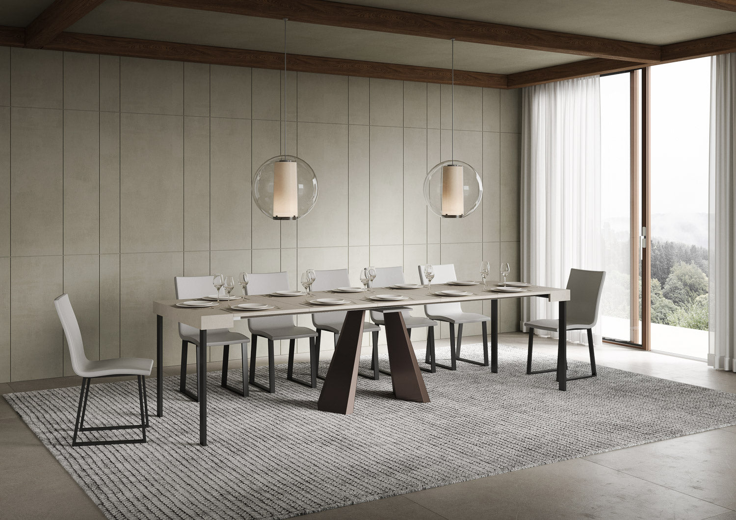 Consolle Allungabile 90-300x40x77 cm Diamante Cashmere Telaio Orso