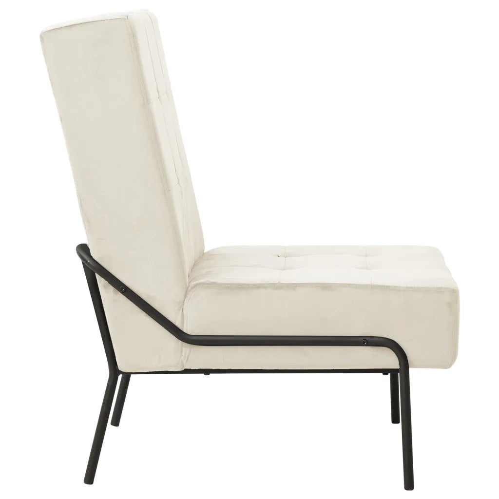 Poltrona Relax 65x79x87 cm Bianco Crema in Velluto cod mxl 64285