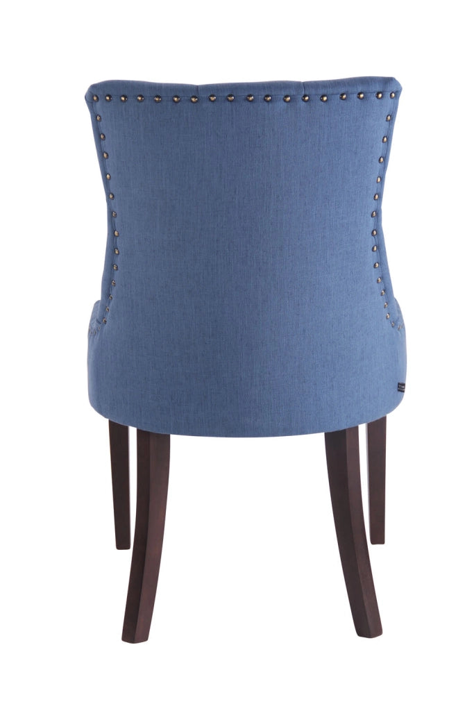 Poltrona da pranzo Aberdeen in tessuto blu,antico