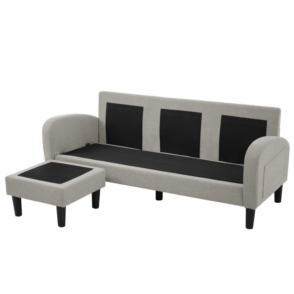 Divano angolare a L con chaise longue - Zephmum- 3 posti 166x118x77 cm Tessuto misto lino-cotone