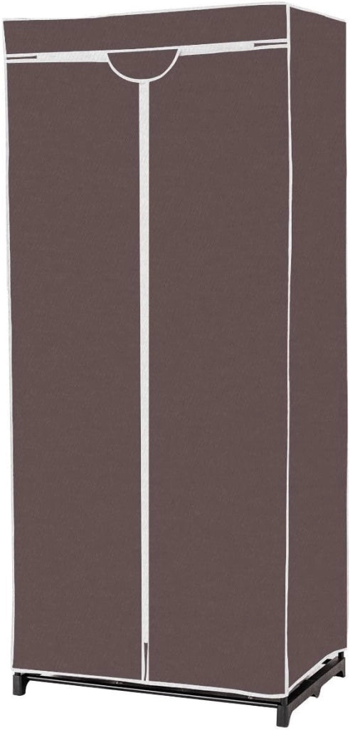 Armadio in Tessuto Armadio Cabina Pieghevole con Asta Appendiabiti, Vari Colori Disponibili, 75 x 50 x 170cm (caffè)