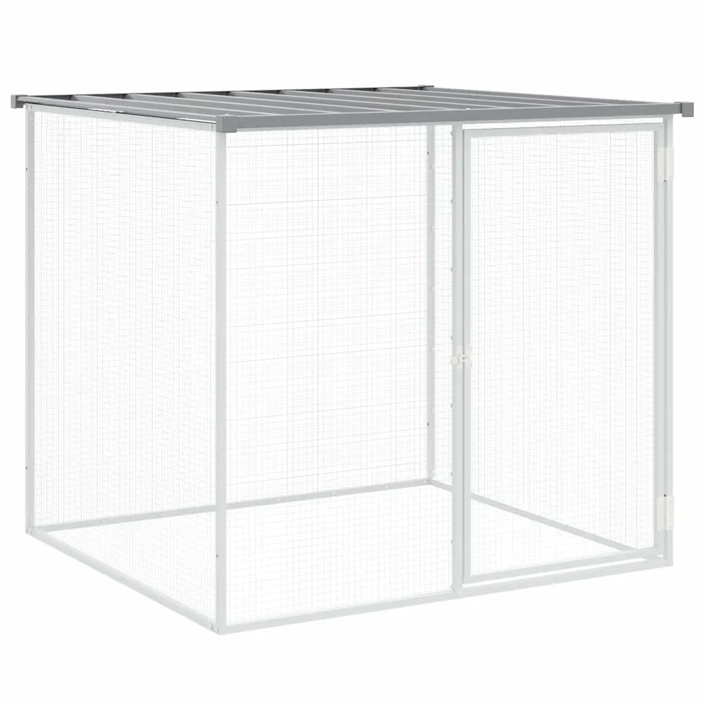 Gabbia Polli Tetto Grigio Chiaro 103x98x90 cm Acciaio Zincato 172338