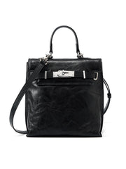 Zaino da viaggio da donna in vera pelle, colore nero.