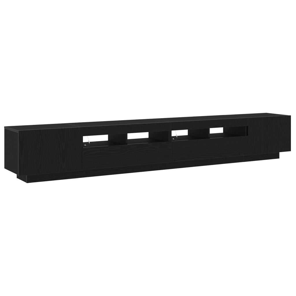 Mobile TV  con luci LED Rovere Nero 260x35x40 cm in Legno ingegnerizzato
