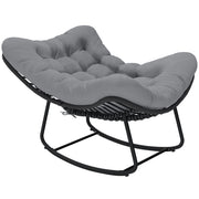 Sedia a Dondolo 87x110x70 cm con Cuscino Morbido in Rattan Grigio Scuro