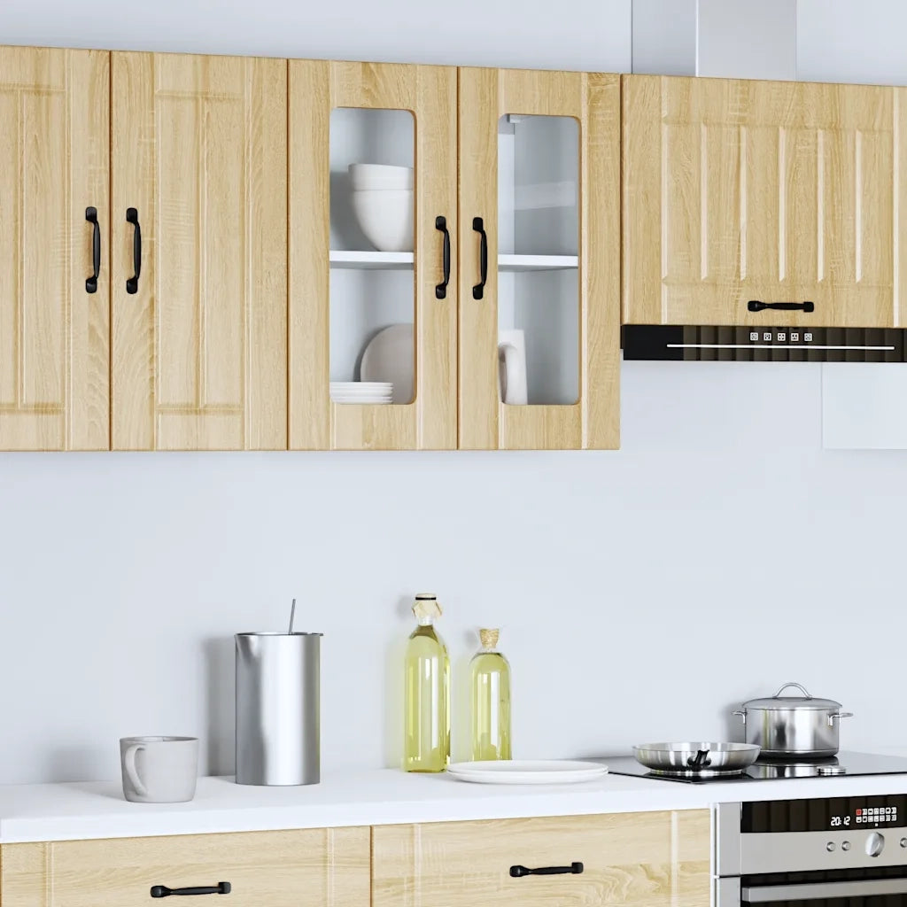 Pensile da Cucina con Porta in Vetro Lucca Rovere Sonoma 853910
