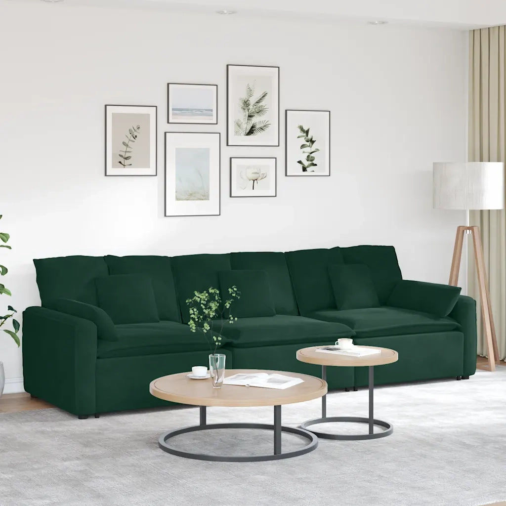 Divano Modulare con Cuscini Verde Scuro