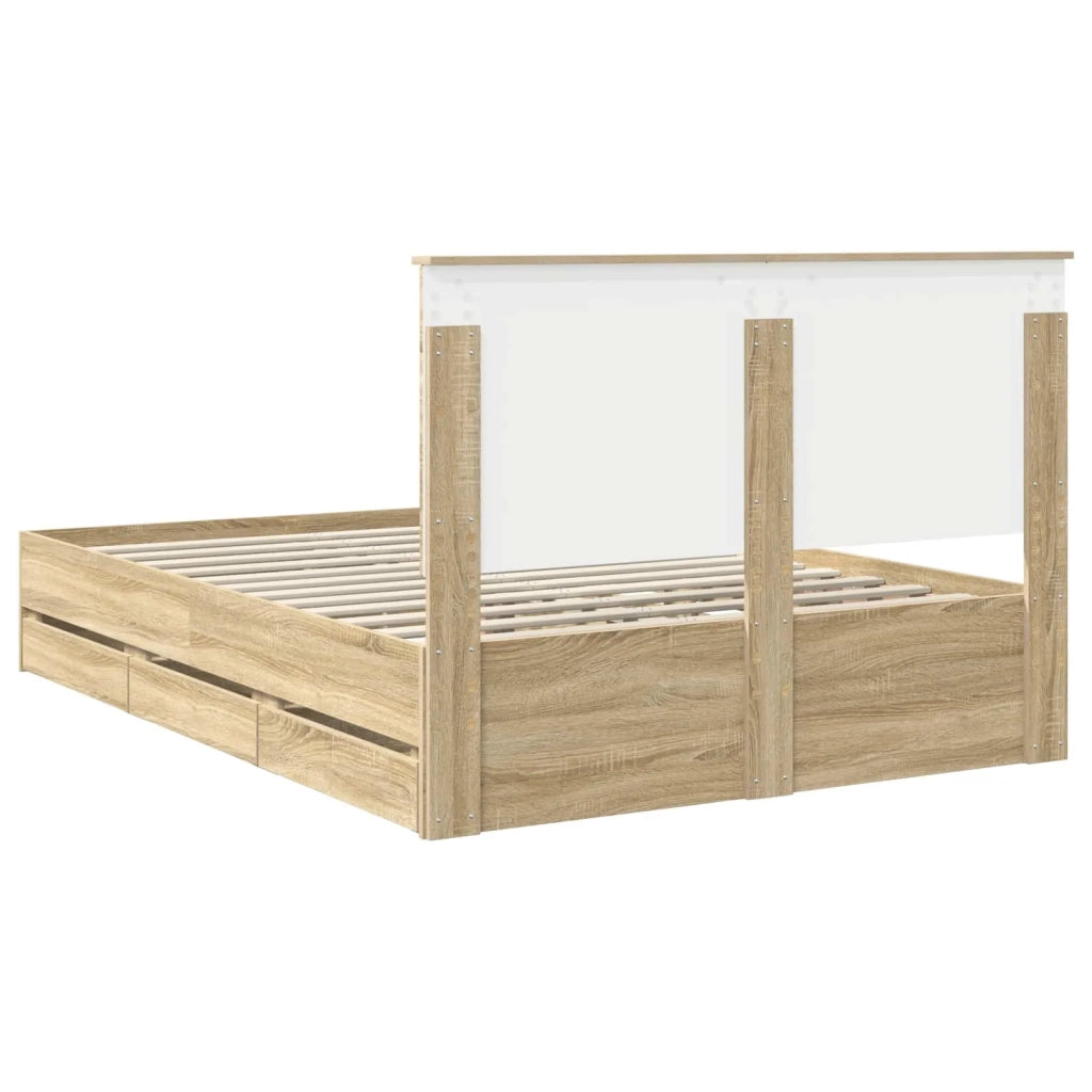 Struttura del letto con cassetto Rovere Sonoma 140 x 200 cm 3411112
