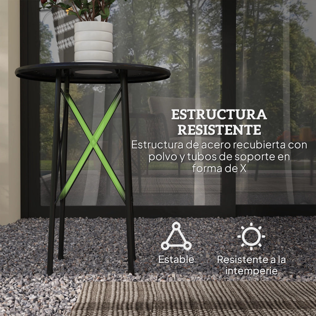 Tavolo da Giardino Rotondo in Acciaio con Design Fiori ¨C Zephmum ¨C Nero ?40x50cm