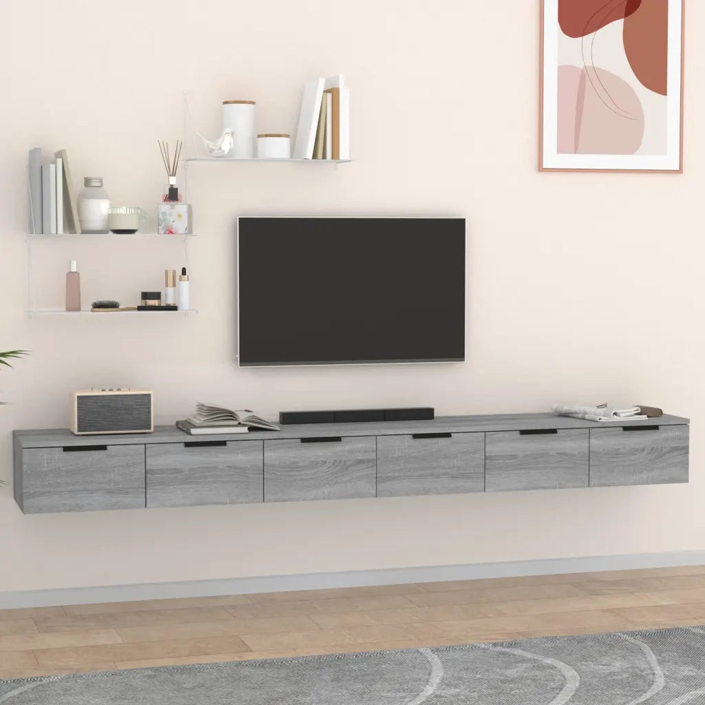 Armadietto a Muro | Mobili a Muro 2 pz Grigio Sonoma 102x30x20 cm Legno Multistrato