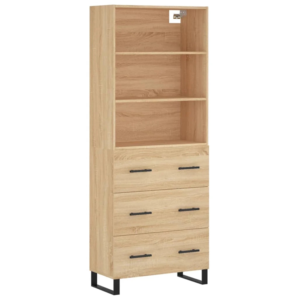 Buffet credenza cassettiera armadio mobile contenitore organizer cucina soggiorno salotto rovere Sonoma alto 69,5 x 34 x 180 cm legno ingegnerizzato marrone 02_0034150
