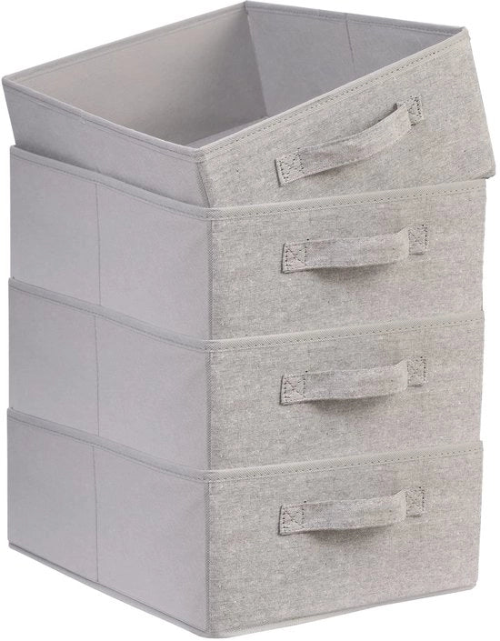 Set di archiviazione in tessuto pieghevole, sistema di organizzazione delle gonne per guardaroba, abbigliamento, intimo e altro, set da 4, grigio