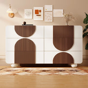 OKWISH Comò con 6 Cassetti e Bordi Curvi, Guide Scorrevoli Silenziose e Dispositivo Antiribaltamento, 121 x 41 x 71 cm