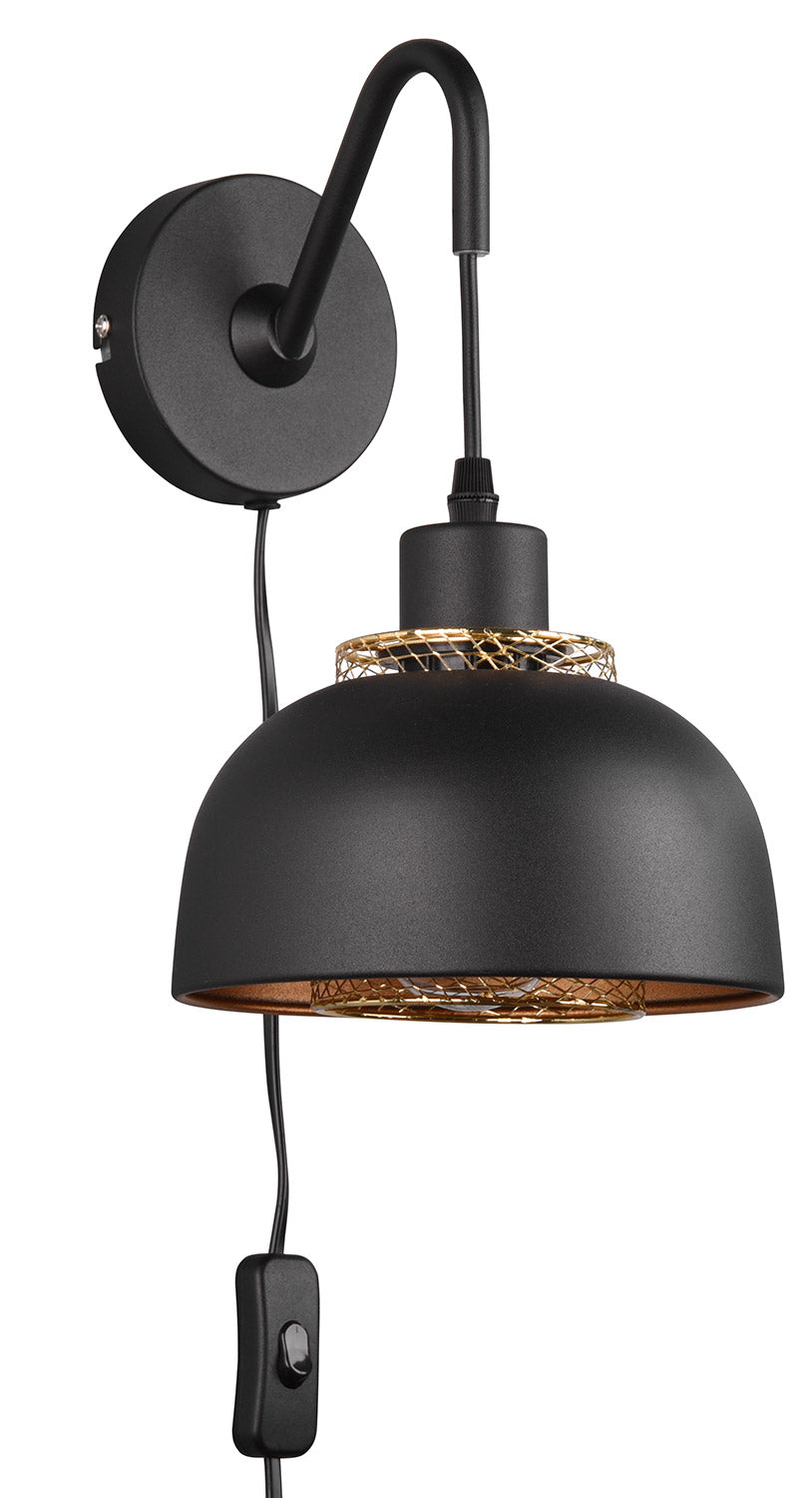 Applique da Interno Attacco E27 in Metallo Nero Opaco