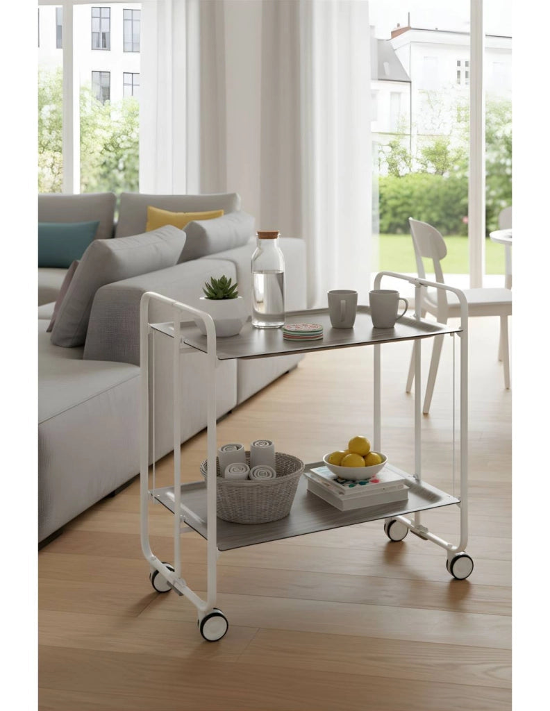 Carrello da cucina pieghevole bianco con ruote BAUHAUS 2 ripiani