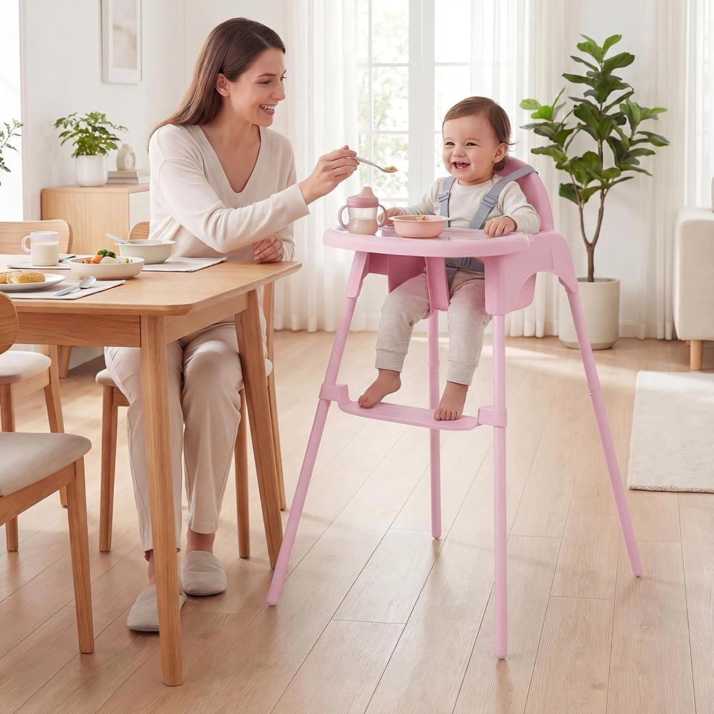 4 in 1 Seggiolone per Bambini, Vassoio Doppio Rimovibile | Cintura di Sicurezza a 5 Punti, Poggiapiedi Reversibile, per Bambini 6-36 Mesi