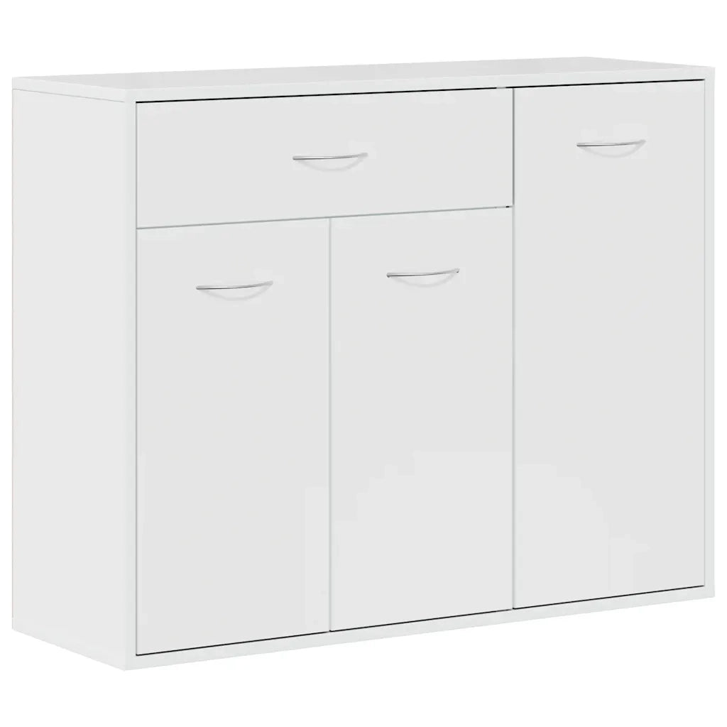 Credenza Bianco Lucido 88x30x70 cm in Legno Multistrato 800681