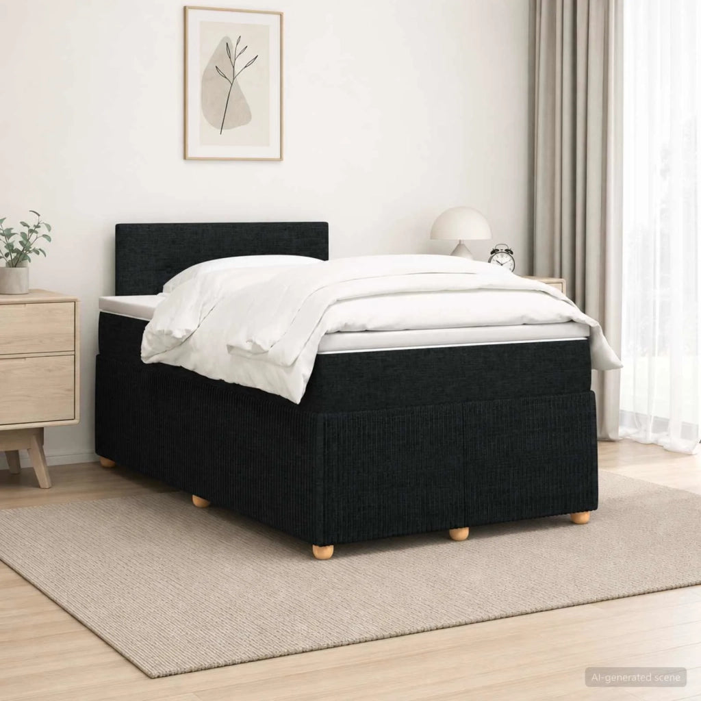 Letto box spring con materasso Nero 120 x 190 cm Tessuto 3452885