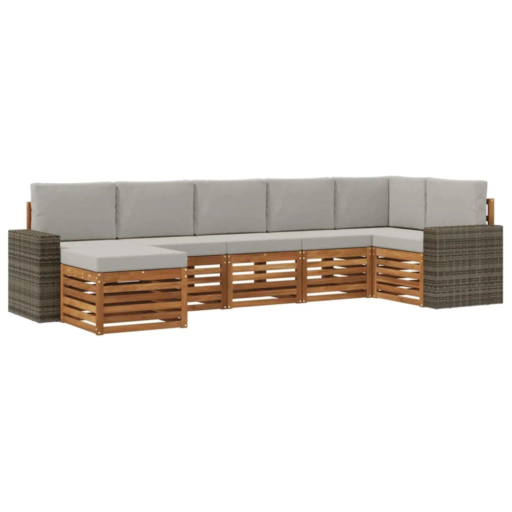 Set di divani da esterno 7 pz Naturale e Grigio Chiaro 3384637