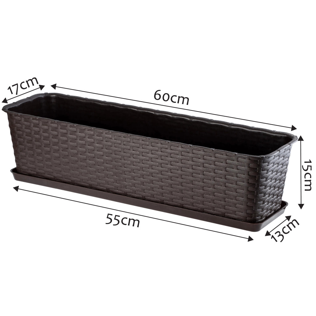Vaso da fiori per balcone KADAX da 60 cm con supporto marrone