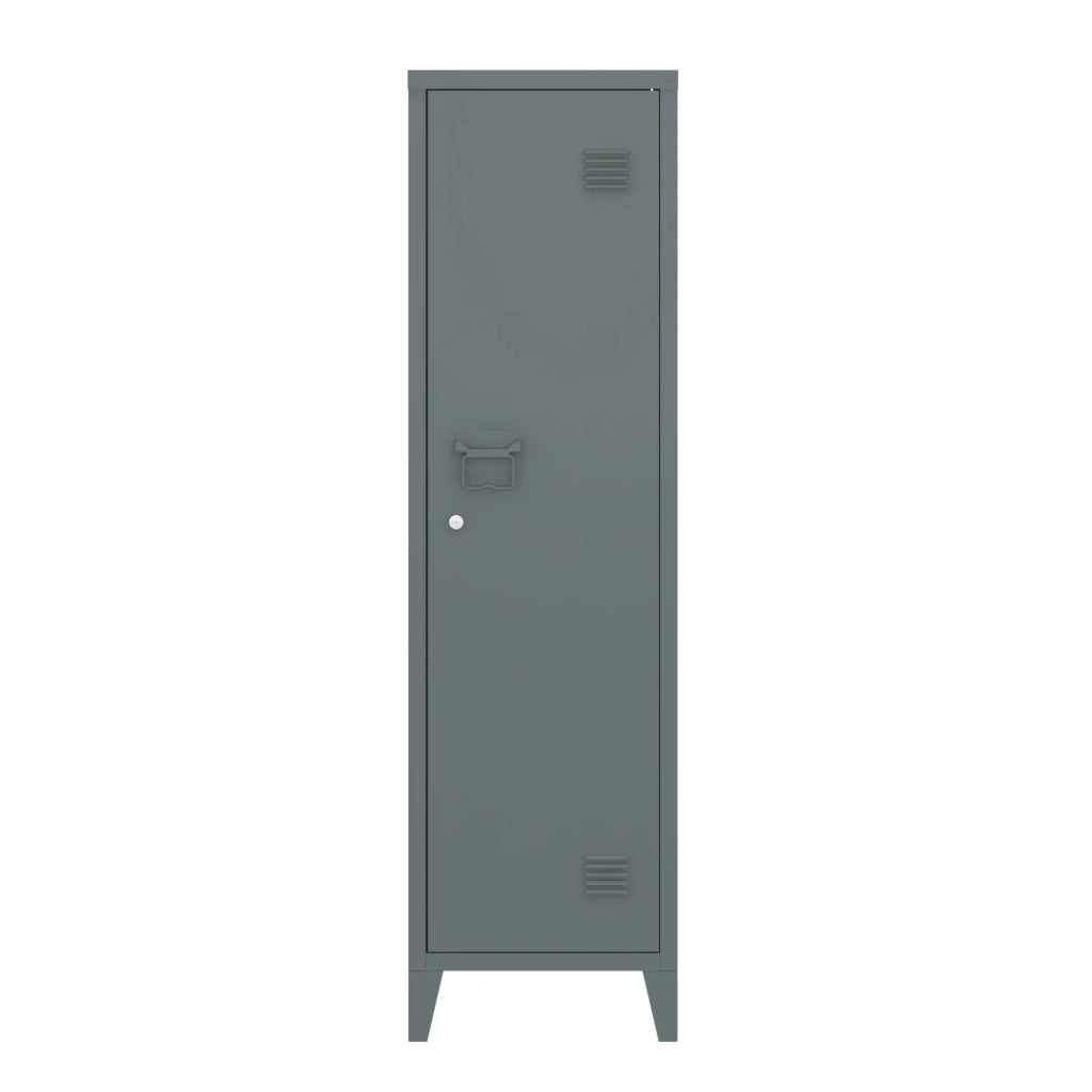Mobiletto/scaffale in metallo con serratura 137 x 38 x 38 cm grigio scuro 03_0008947