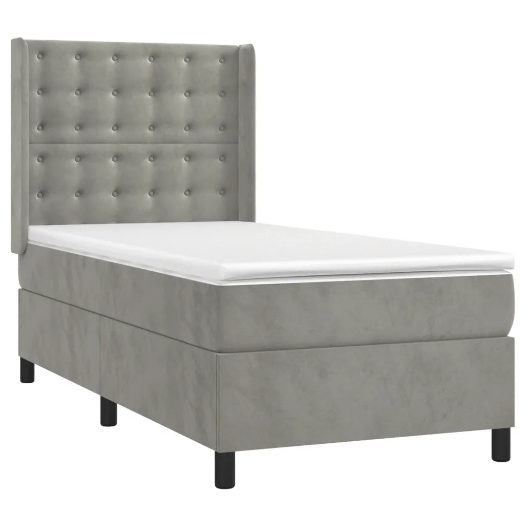 Giroletto a Molle con Materasso-Struttura Letto Grigio Chiaro 80x200 cm Velluto 229674