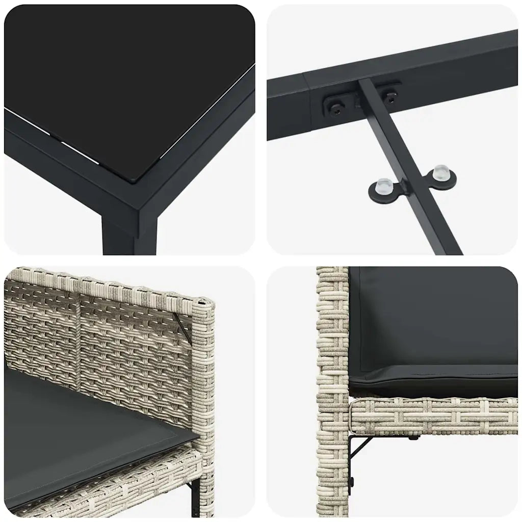 Set da Pranzo per Giardino 5 pcs Grigio chiaro polyrattan 3380735