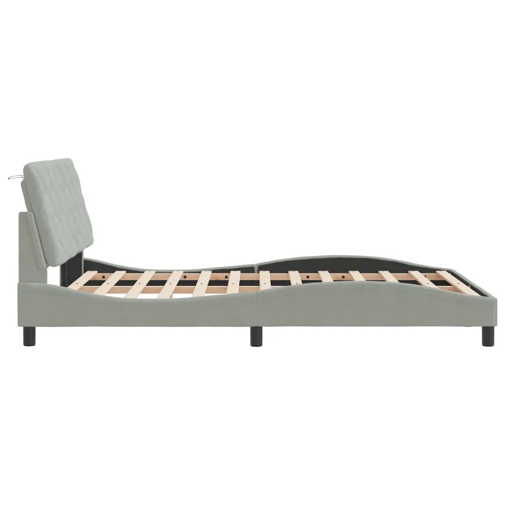 Giroletto con LED senza Materasso-Struttura Letto Grigio Chiaro 140x190 cm in Velluto
