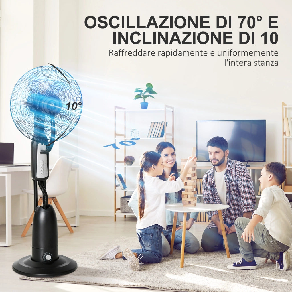 Ventilatore Nebulizzatore con Serbatoio ¨C Zephmum ¨C Grigio, Metallo e PE, 44.5x38.5x120 cm