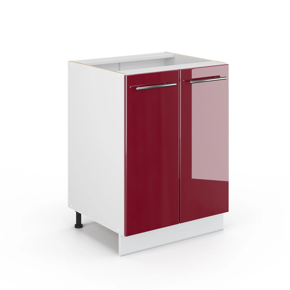 Mobiletto base cucina Fame-Line Bordeaux lucido/Bianco 60 cm senza piano di lavoro Vicco