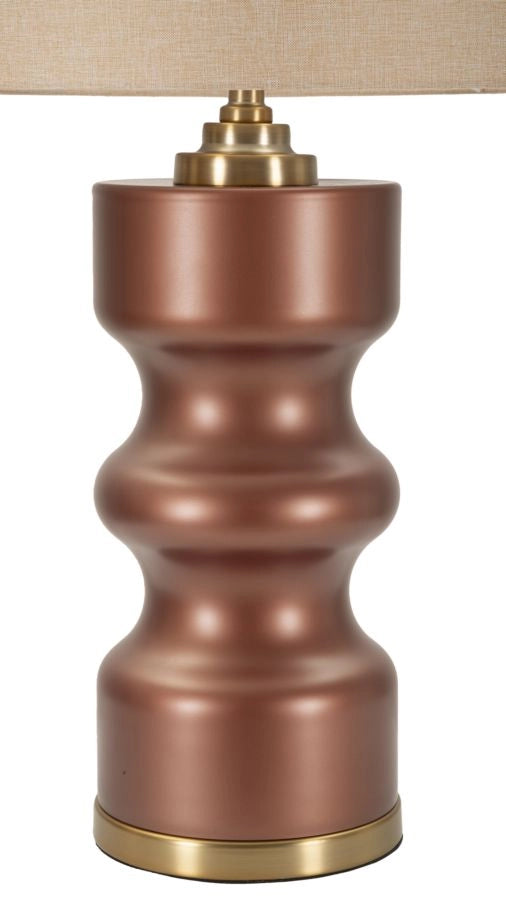 Lampada da Tavolo Rosenthal Ø40,5x69,5 cm in Vetro e Ferro e Tessuto Marrone e Oro