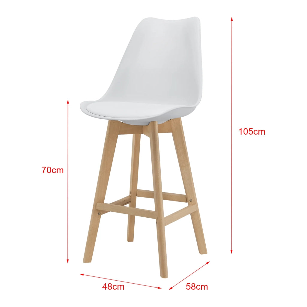 Set di 6 sgabelli da bar in plastica sintetica finitura faggio 105 x 48 x 58 cm bianco 03_0008724