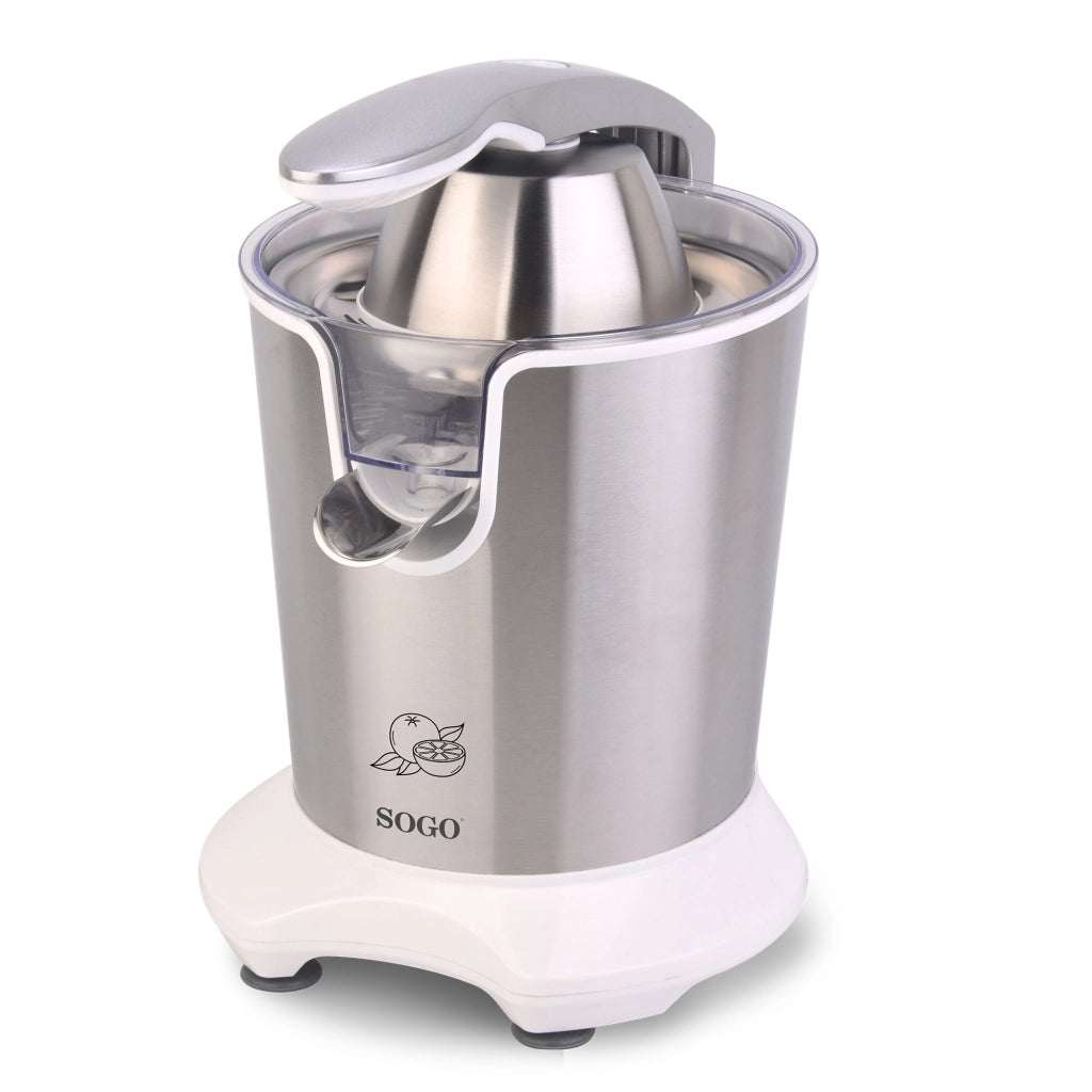 Spremiagrumi elettrico con leva pressione, 2 coni acciaio inox, capacità 550ml, funzione antigoccia 160W - SOGO