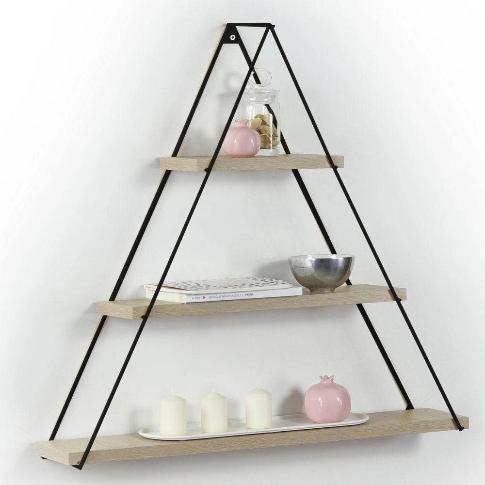 Mensola triangolare Moset 3 ripiani rovere