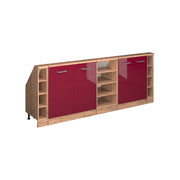 Set di mobili sottotetto Rion Rosso lucido/Rovere dorato Set di 5 Vicco