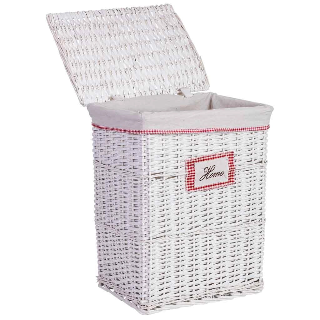 Cesto portabiancheria in vimini grigio 43x33x55h cm