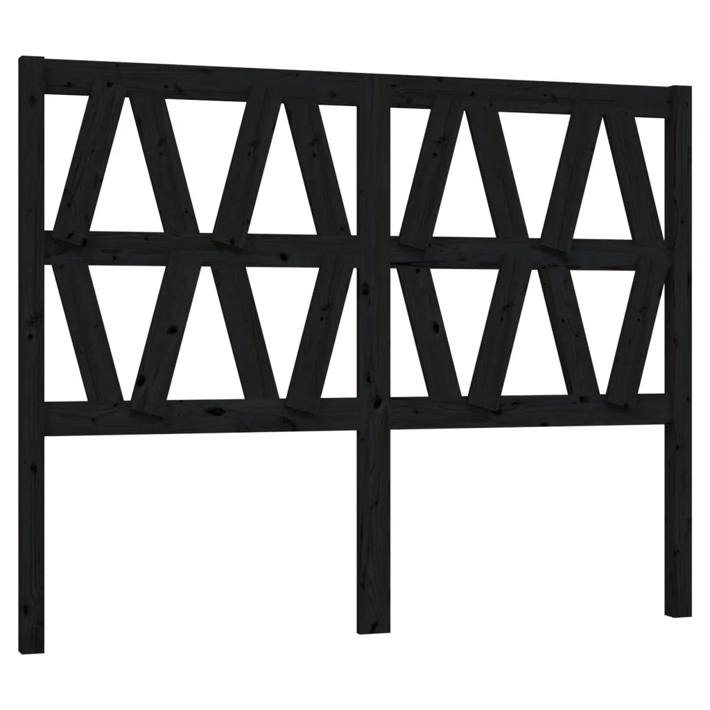 Testiera per Letto Nera 146x4x100 cm in Legno Massello di Pino 818624