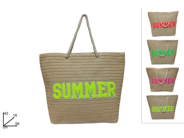 1 Pezzo Borsa Mare Spiaggia in Paglia Intrecciata Summer 42 x 18 x 56 cm 4 Colori