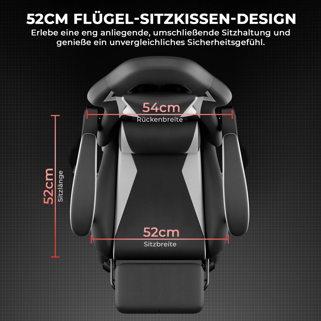 Sedia da ufficio gaming ergonomica con poggiatesta supporto lombare braccioli sincronizzati in PVC nero bianco