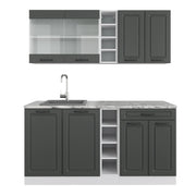 Vicco Cucina completa Antracite casa di campagna/bianco 160 cm , PL Marmo