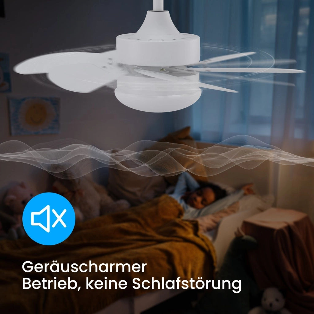ZMH Ventilatore da Soffitto con Luci e Telecomando 6 Pale 75 cm Timer per Camera da Letto Cucina Senza Lampadina