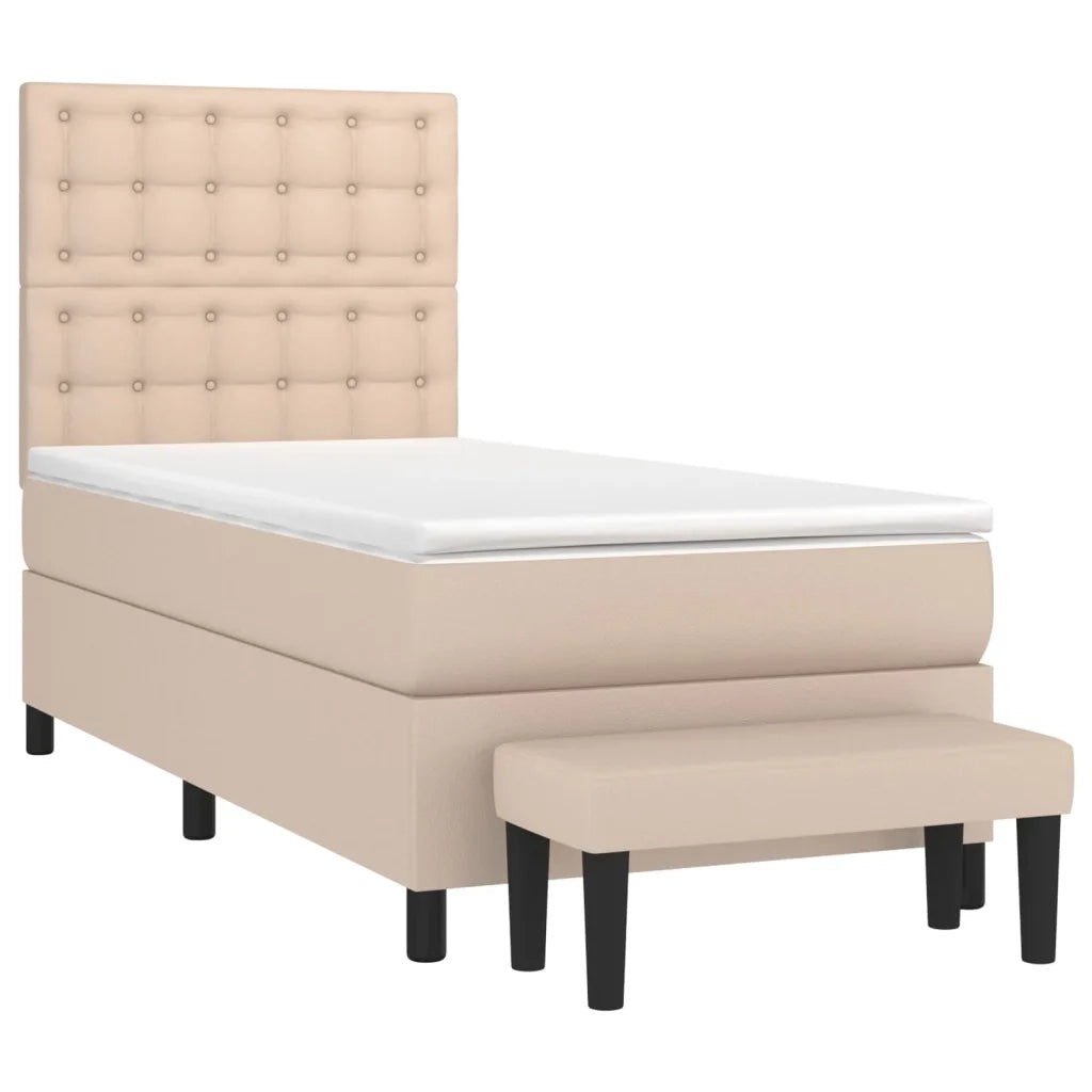 vidaXL Giroletto a Molle con Materasso Cappuccino 90x190 cm Similpelle