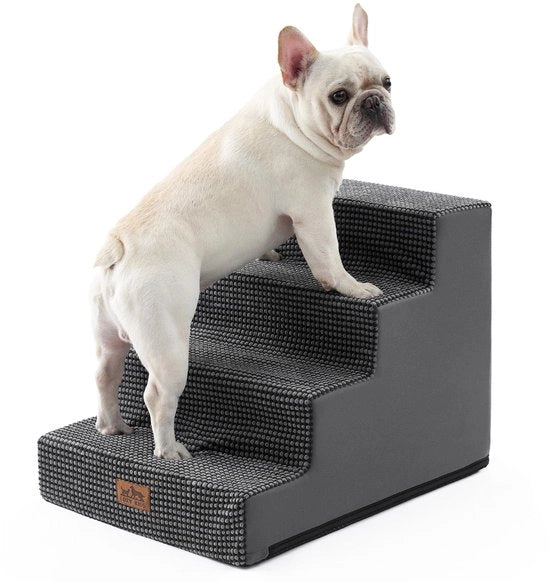Trappola per cani per piccoli cani, scala a 4 gradini per letto, divano, auto, altezza 45 cm, trappola per gatti in schiuma di alta qualità con copertura rimovibile (60x45x45cm, 4)